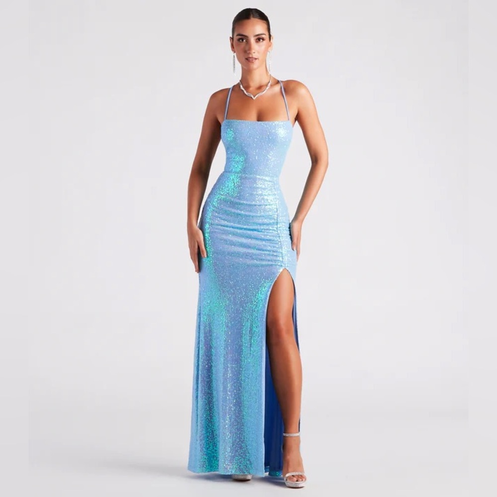 Windsor Formal Sequin Lace-Up Dress